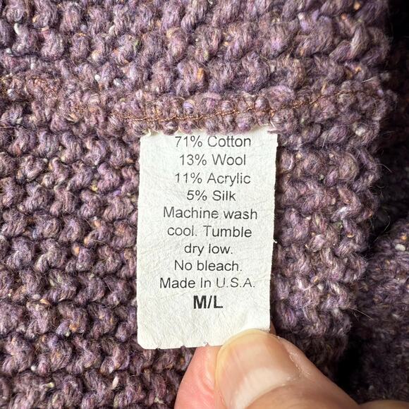 Vtg Karen Tate Sweater Medium Large Plum Textured 90s Earthy Vineyard Wool Blend - Picture 4 of 10